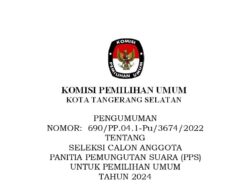 Pendaftaran Seleksi PPS Pemilu 2024 KPU Kota Tangsel: Persyaratan, Kelengkapan Dokumen, dan Jadwal Pembentukan